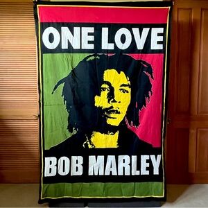 Vintage Bob Marley ONE LOVE Wall Tapestry - Green Red Yellow Black White